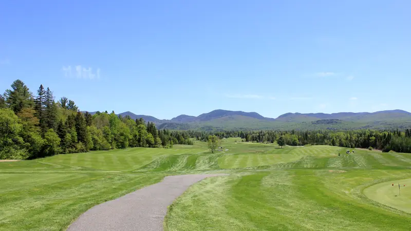 A golf course view in the Adirondack Mountains, New York